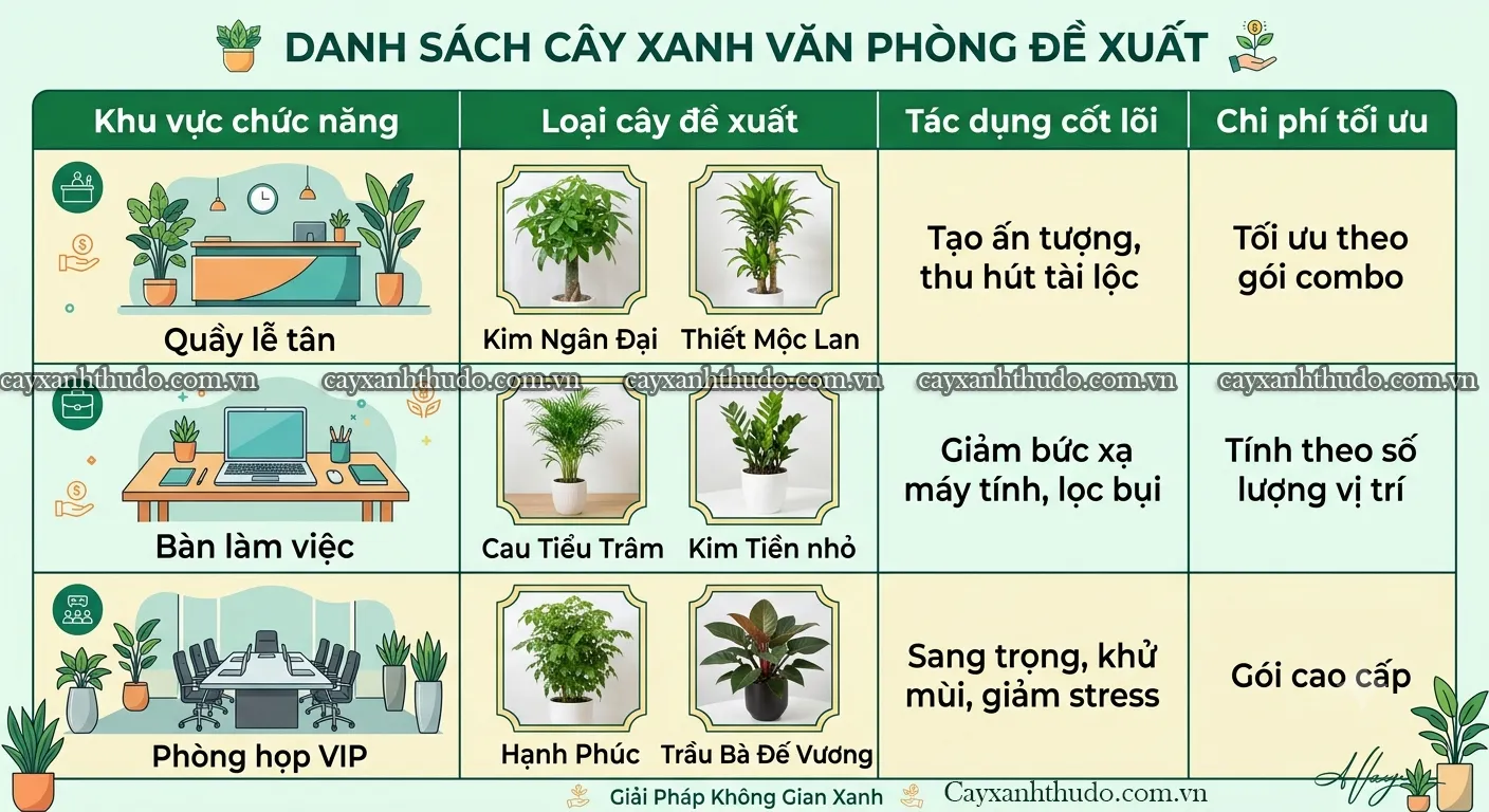 Danh sách cây xanh văn phòng được đề xuất